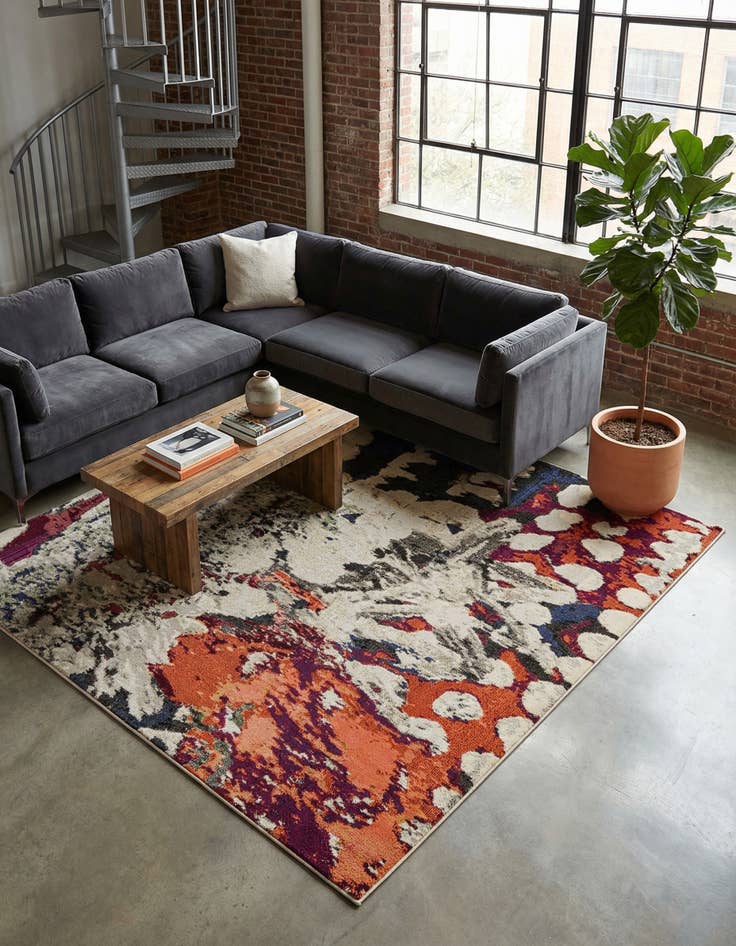 Detail image of 7' 10 x 7' 10  Washable Haerfest Square Rug