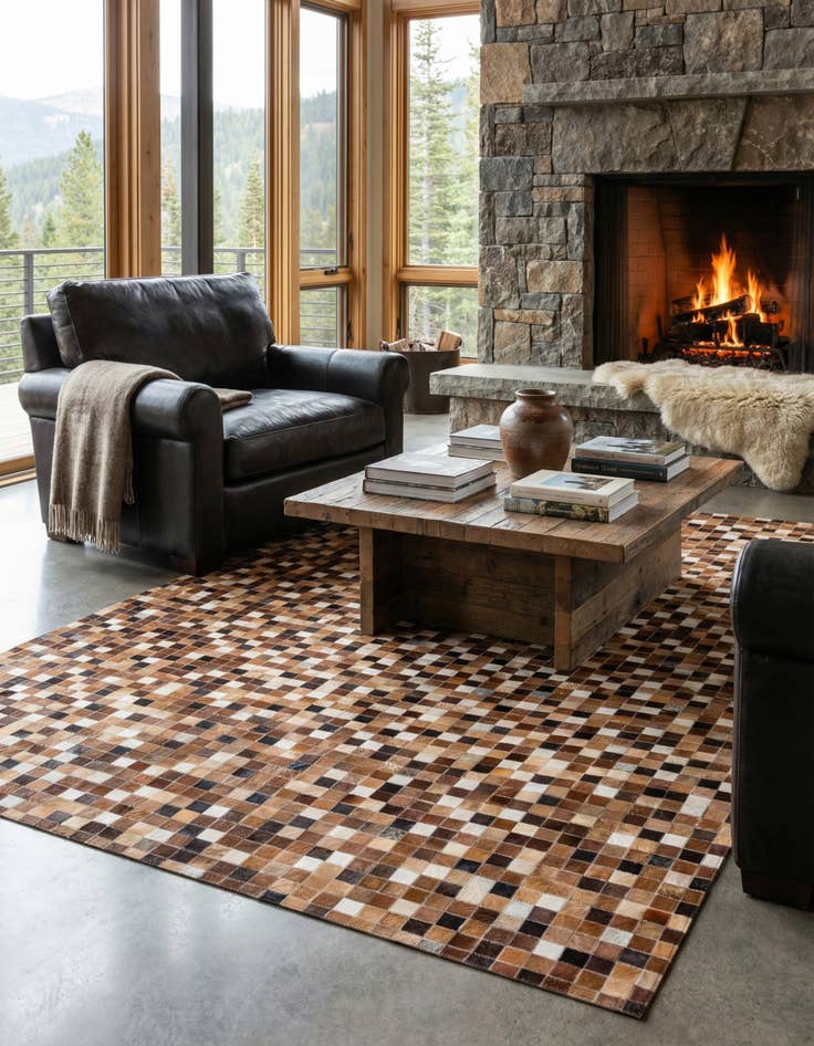 Detail image of 5' 9 x 8' Cowhide Stocks Rug