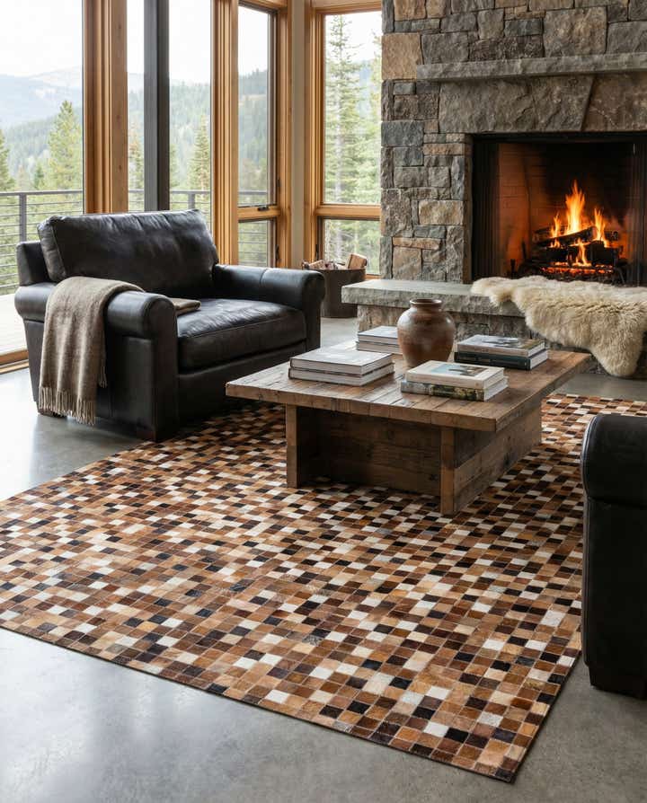 5' 9 x 8' Cowhide Stocks Rug