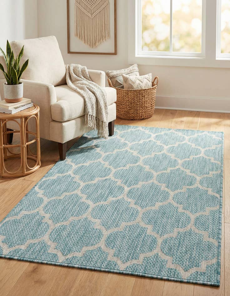 Detail image of 3' x 5' 3 Washable Lattice Indoor / Outdoor Rug