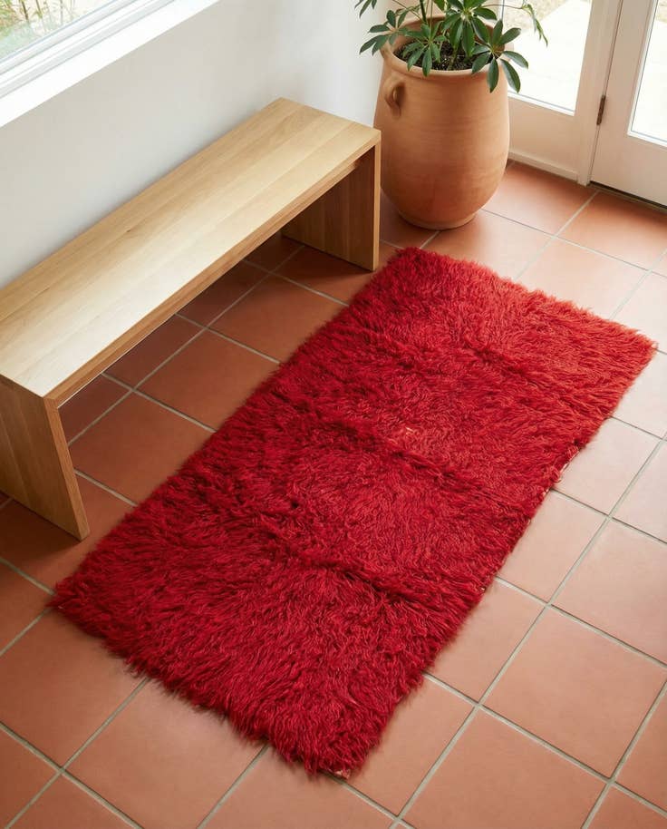 Detail image of 2' 3 x 4' 5 Hand Knotted Moroccan Wool Runner Rug