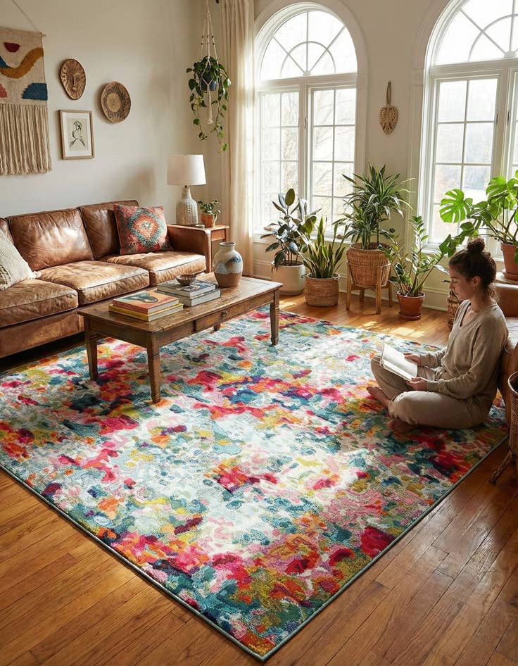 Detail image of 10' x 10' Washable Theia Square Rug