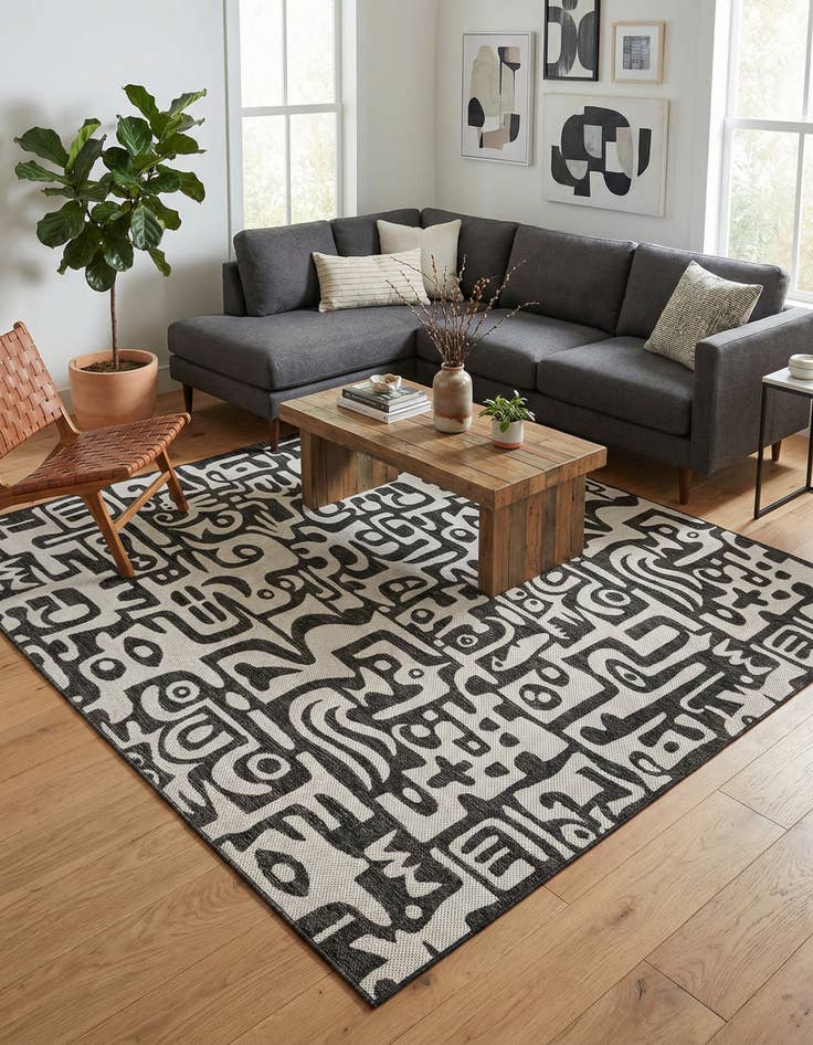 Detail image of 10' x 10' Washable Modern Indoor / Outdoor Square Rug