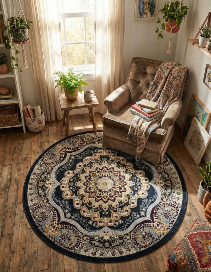 Detail image of  5' 3 x 5' 3 Kamala Washable Round Rug