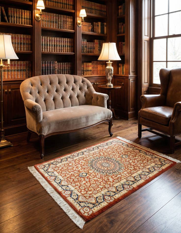 Detail image of 3' 3 x 5' Ghom Silk Rug