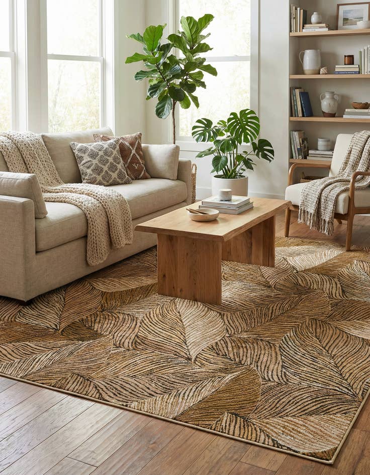 Detail image of 8' x 8' Washable Botanical Indoor / Outdoor Square Rug