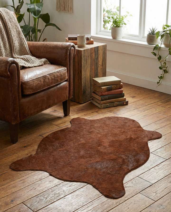 2' 2 x 2' 11 Cowhide Leather Rug