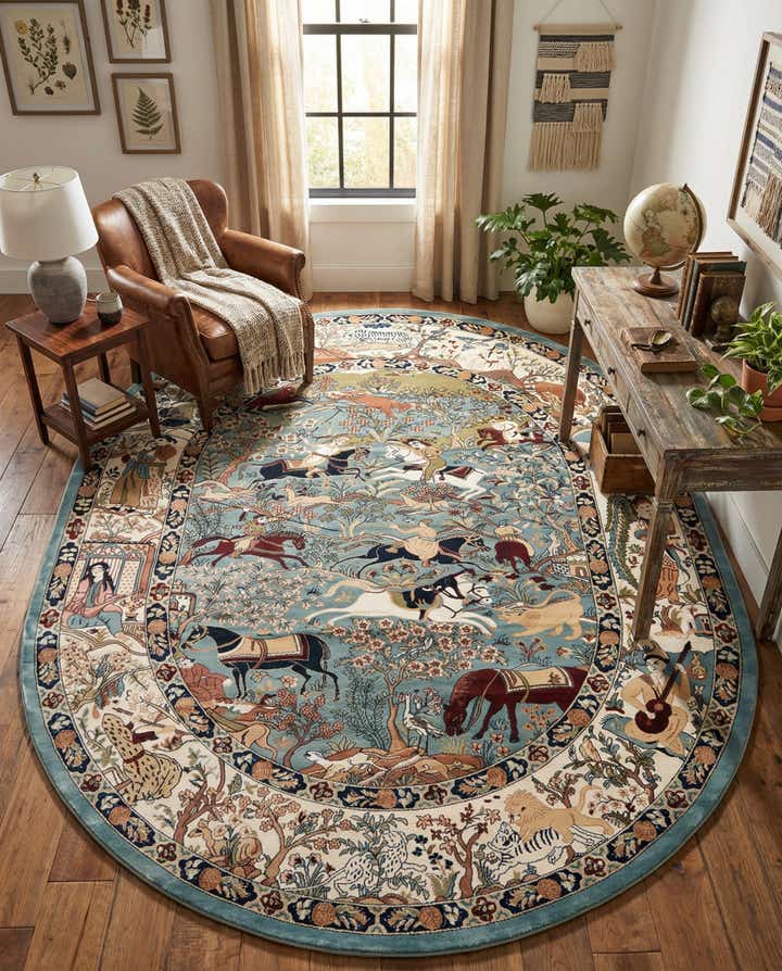 7' 10 x 10' Nain Design Oval Rug
