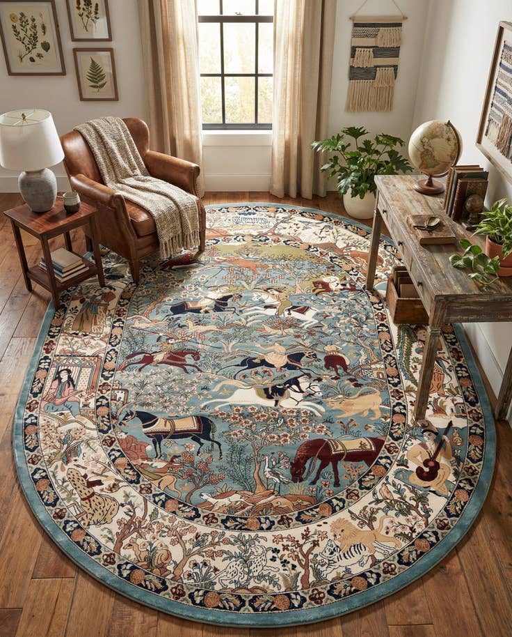 Detail image of 7' 10 x 10' Nain Design Oval Rug
