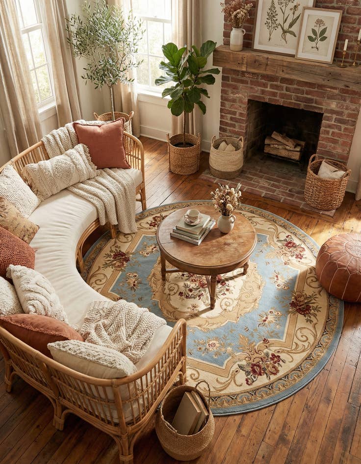 Detail image of 7' 10 x 7' 10 Classic Aubusson Round Rug