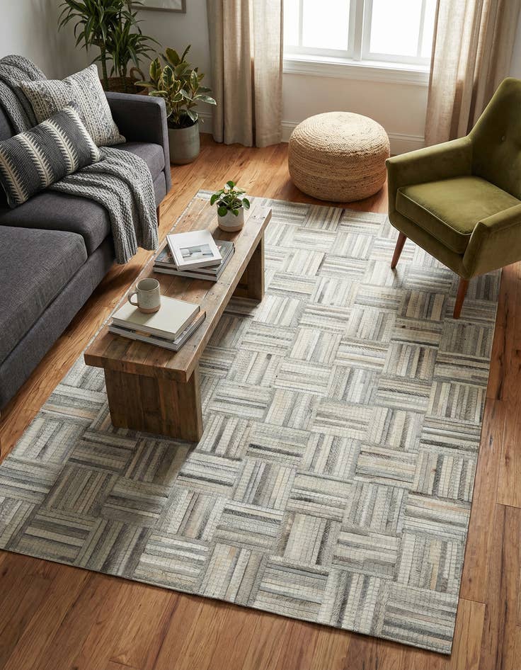 Detail image of 4' 1 x 6' 1 Cowhide Leather Rug