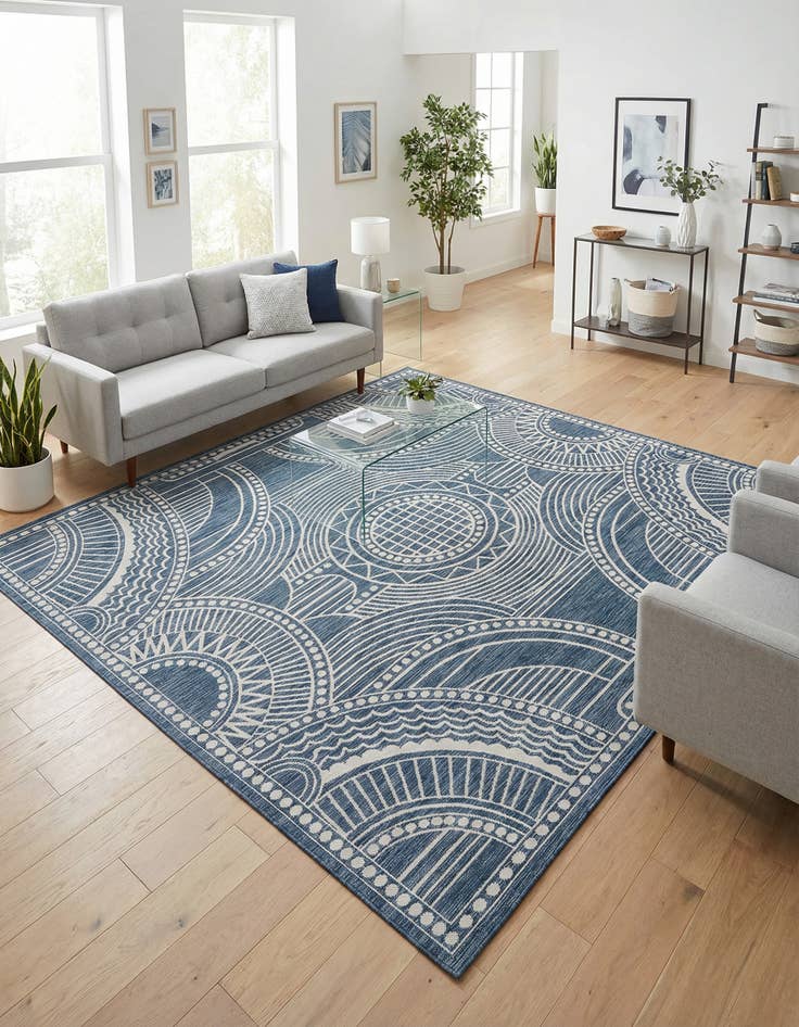 Detail image of 10' x 10'  Washable Traditional Indoor / Outdoor Square Rug