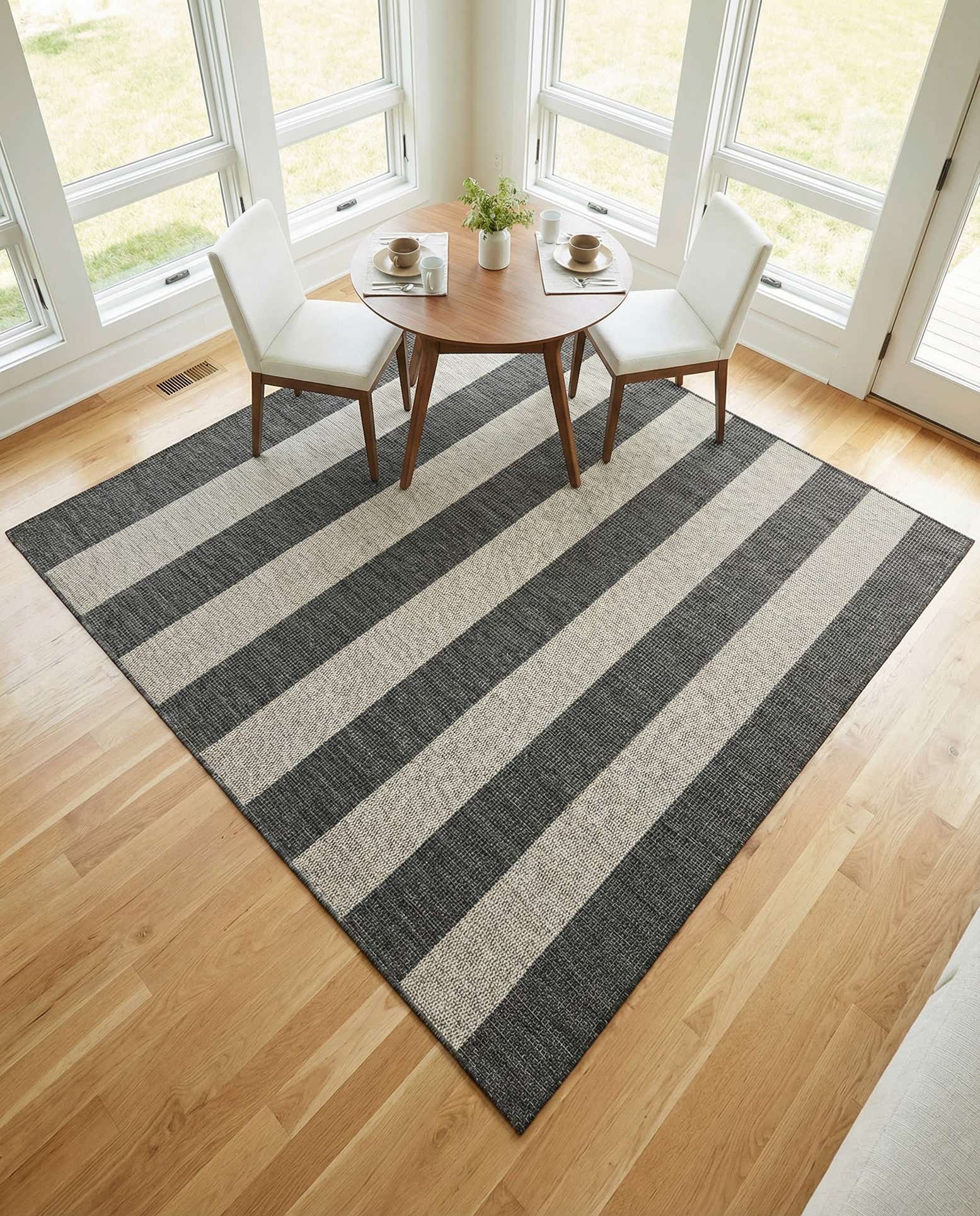 6' x 6' Easy-Clean Striped Indoor / Outdoor Square Rug