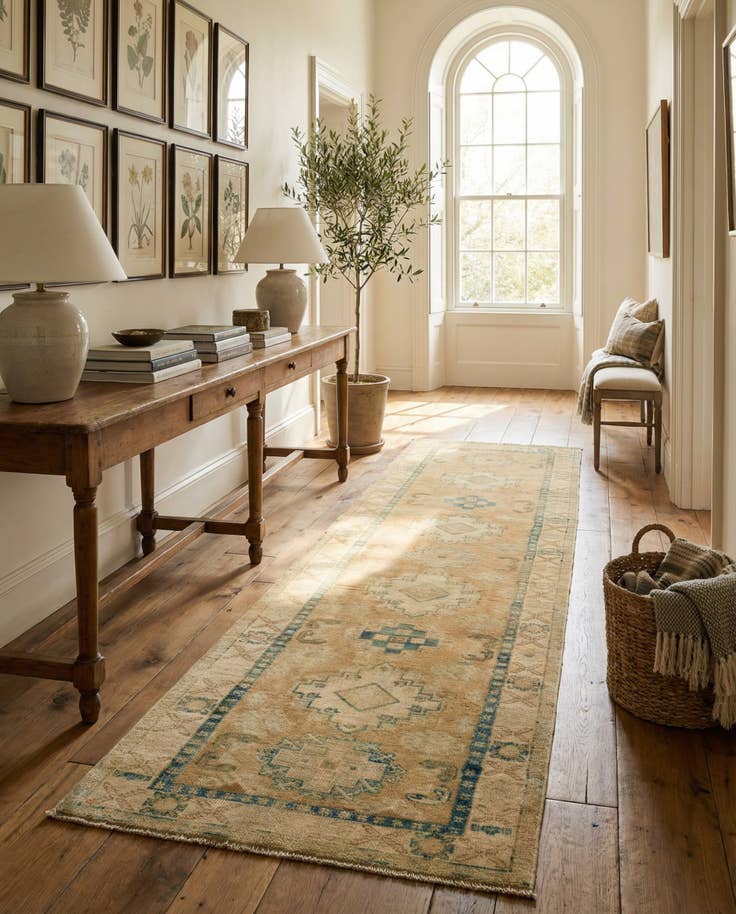 Detail image of 2' 7 x 9' 8 Hand Knotted Oushak Wool Runner Rug