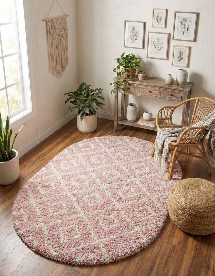 Detail image of 4' x 6' Trellis Shag Oval Rug