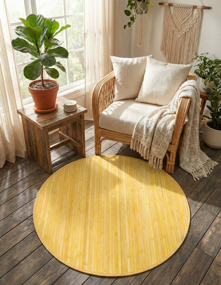 Detail image of 3' 3 x 3' 3 Bamboo Round Rug