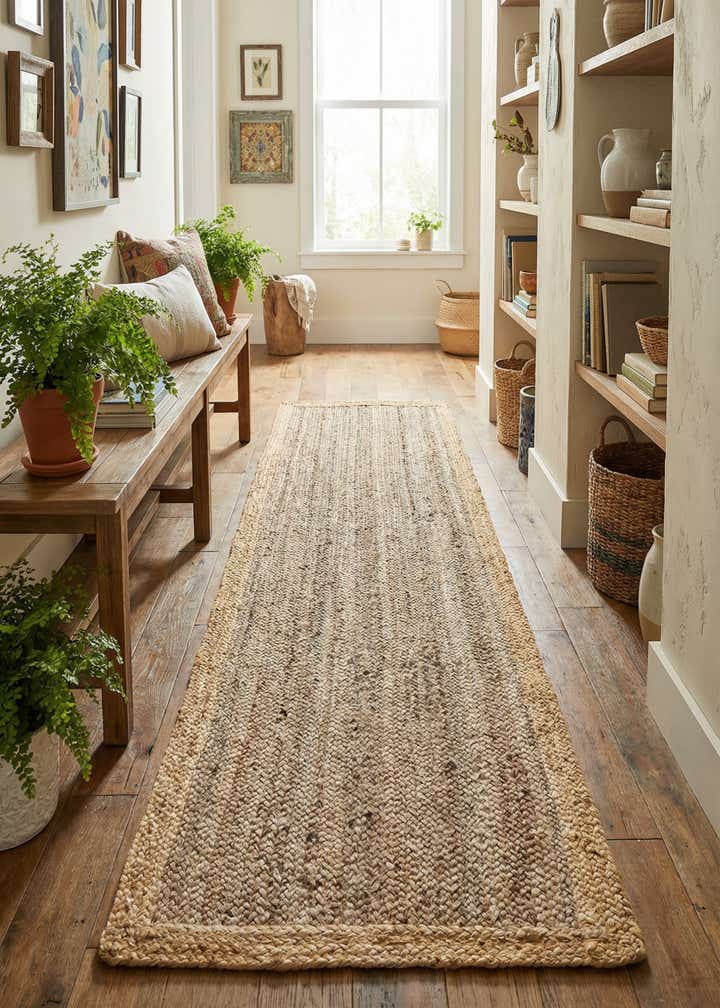 2' x 8' Handmade Braided Jute Runner Rug