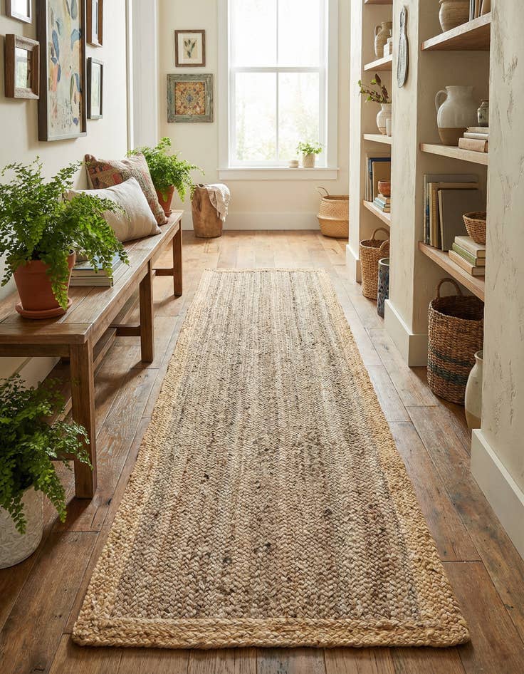 Detail image of 2' x 8' Handmade Braided Jute Runner Rug