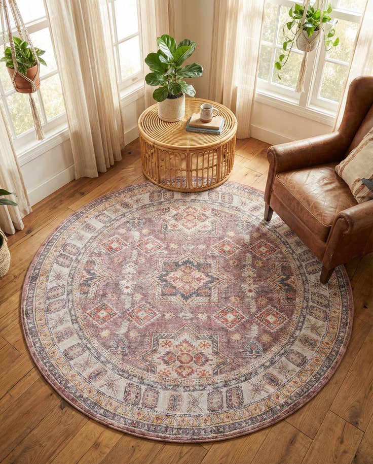 Detailfoto van 240cm x 240cm Wasbaar Timeless Rond Vloerkleed