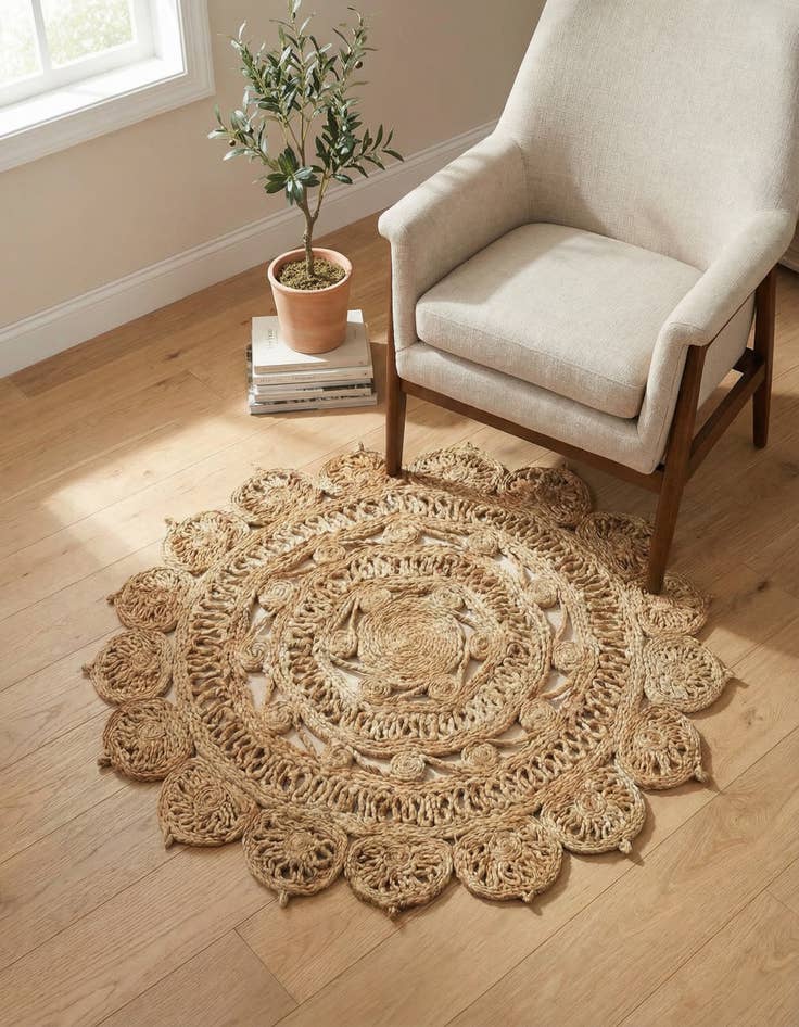 Detail image of 3' 1 x 3' 1  Hand Braided Jute Round Rug