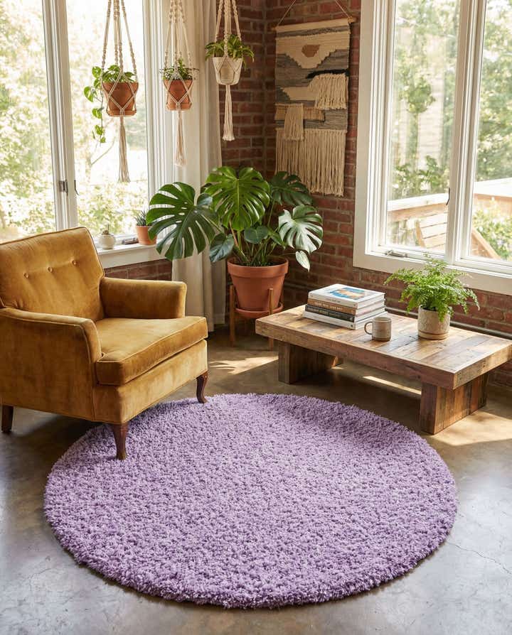 4' x 4' Solid Shag Round Rug