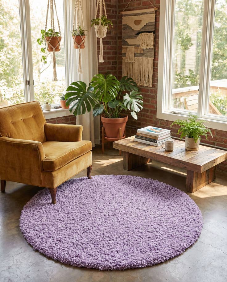 Detail image of 4' x 4' Solid Shag Round Rug