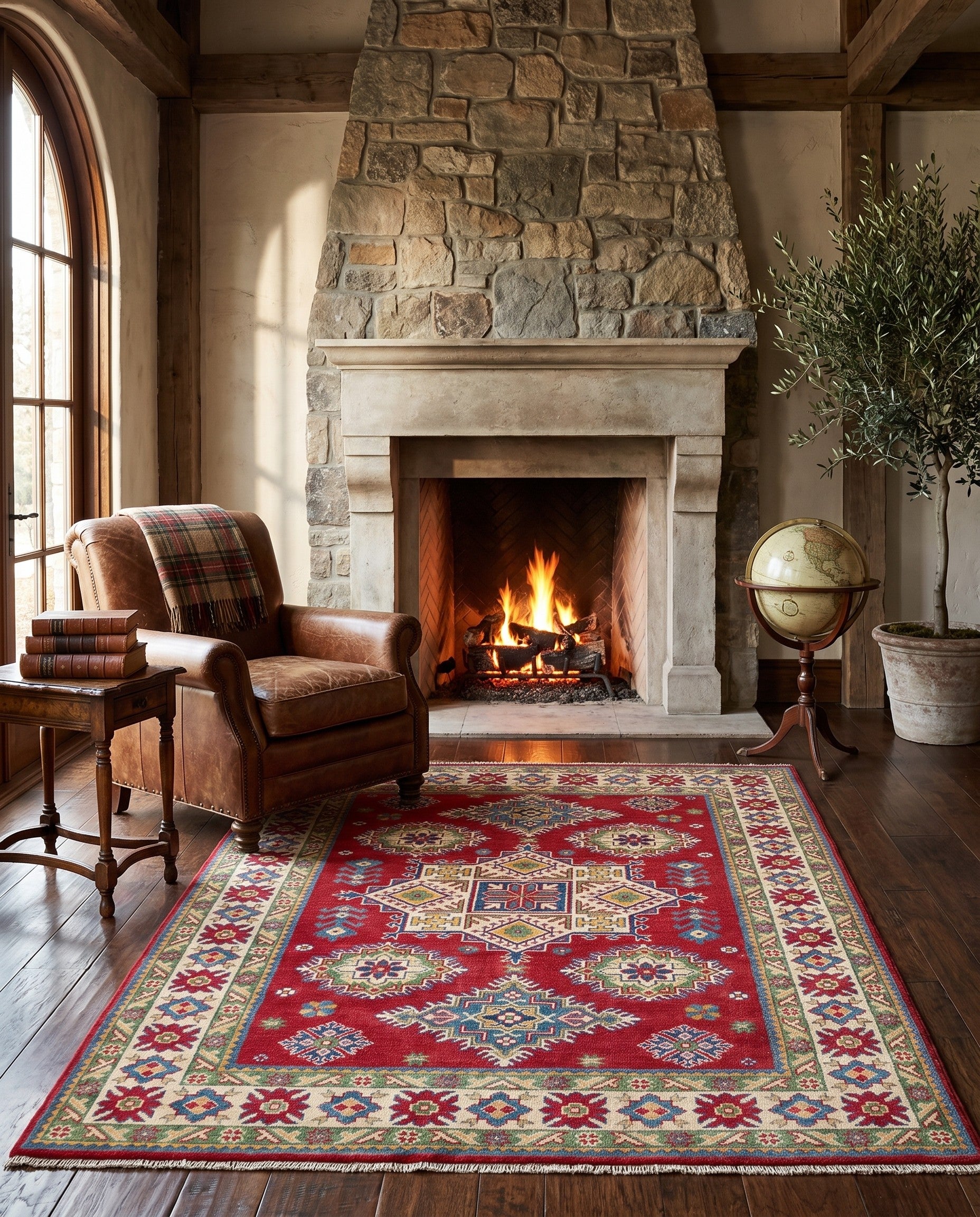Detail image 3 of 10: 4' 11 x 6' 11 Hand Knotted Kazak Rug