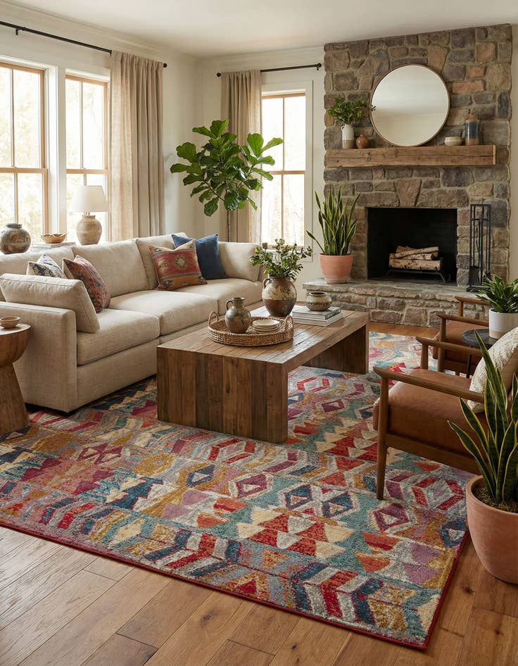 Detail image of 10' x 14'  Washable Modern Indoor / Outdoor Rug