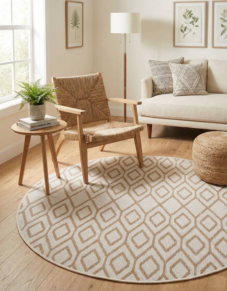 Detail image of 4' x 4'  Washable Jill Zarin Turks and Caicos Indoor / Outdoor Round Rug