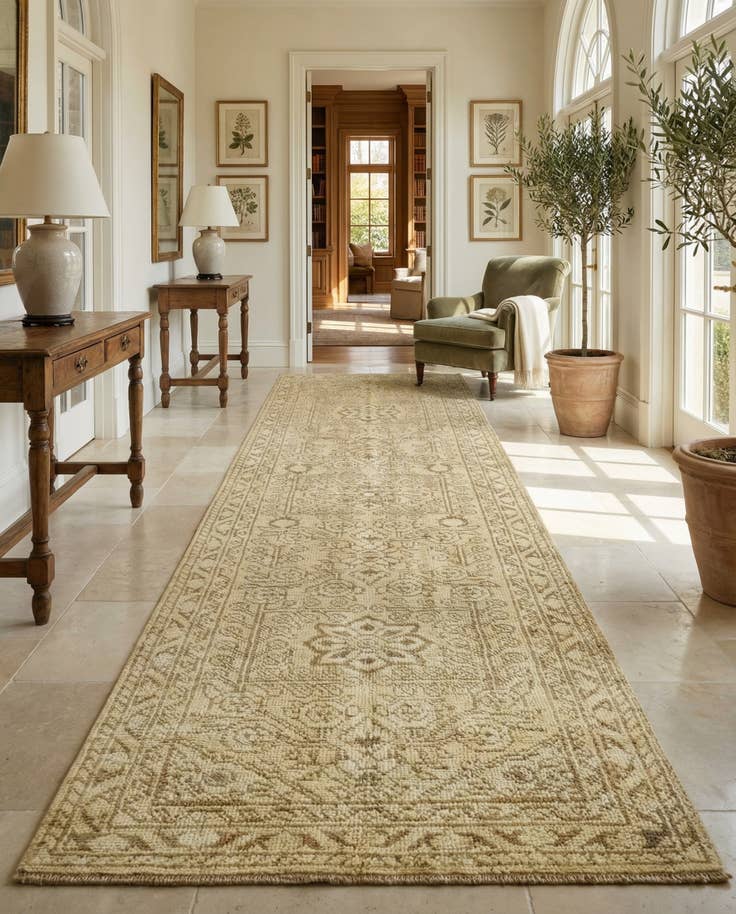 Detail image of 2' 4 x 8' 1 Hand Knotted Oushak Wool Runner Rug