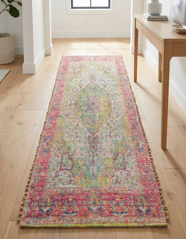 Detail image of 2' 2 x 8'  Hand Woven Chenille Jute Runner Rug