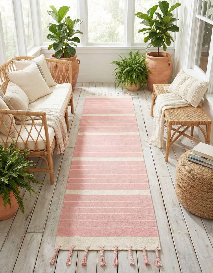 Detail image of 2' 7 x 10'  Hand Woven Chindi Cotton Runner Rug