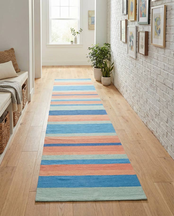 Detail image of 2' 7 x 12' Hand Woven Flatweave Cotton Dhurrie Runner Rug