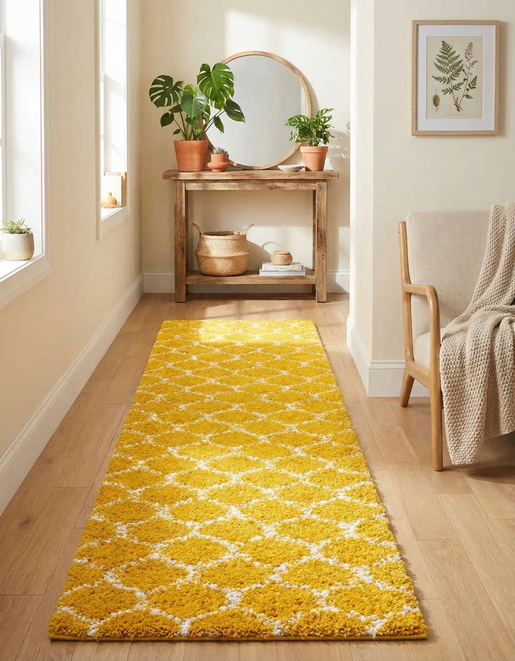 Detail image of 2' x 7' Trellis Shag Runner Rug