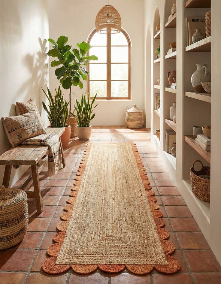 Detail image of 3' 3 x 14' 1  Hand Scallop Braided Jute Runner Rug