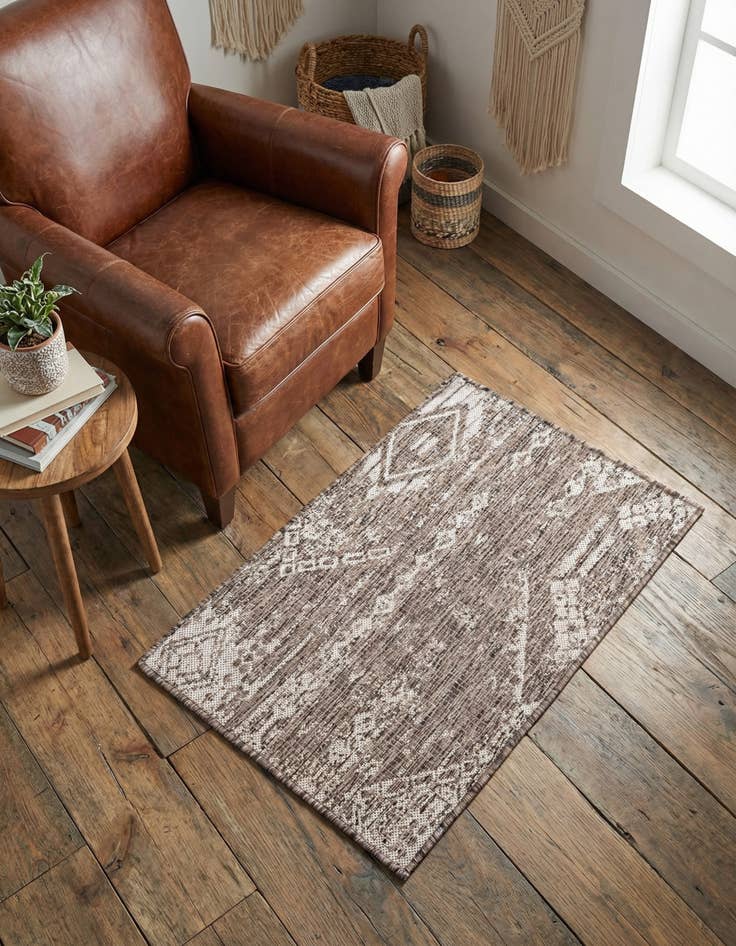 Detail image of 2' x 3' Easy-Clean Bohemian Indoor / Outdoor Rug