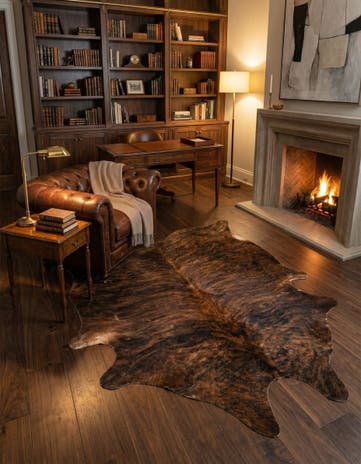 5' 11 x 6' 11 Cowhide Leather Rug