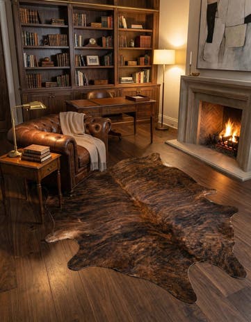 5' 11 x 6' 11 Cowhide Leather Rug