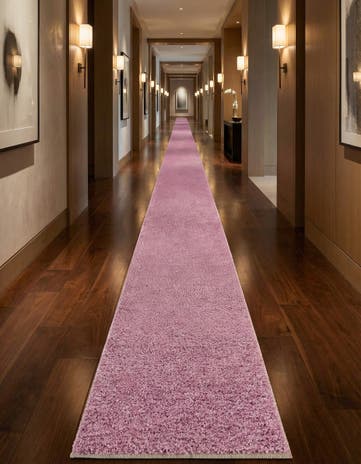 Pink Solid Frieze Runner Rug