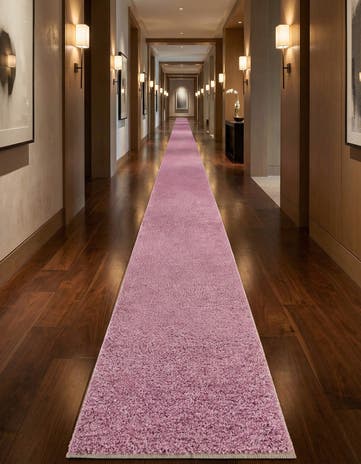 Pink Solid Frieze Runner Rug