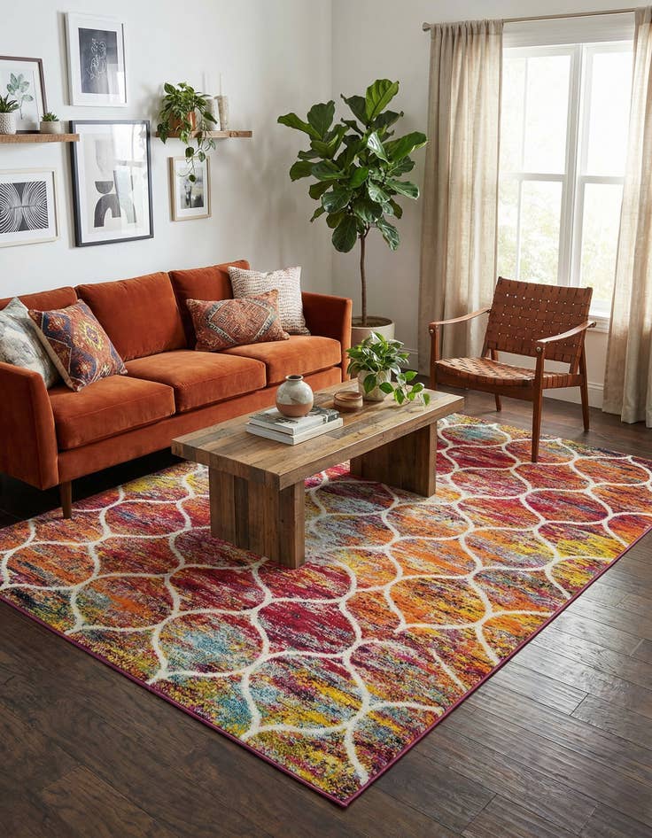 Detail image of 7' x 10' Lattice Frieze Rug