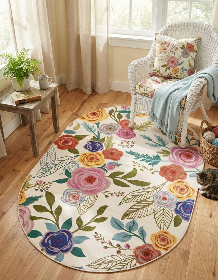 Detail image of 4' x 6' Blossom Oval Rug