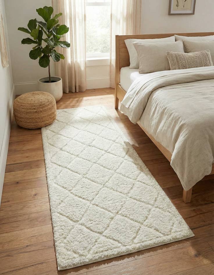 Detail image of 2' x 8' Lattice Shag Runner Rug