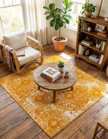 Yellow Monte Carlo Square Rug