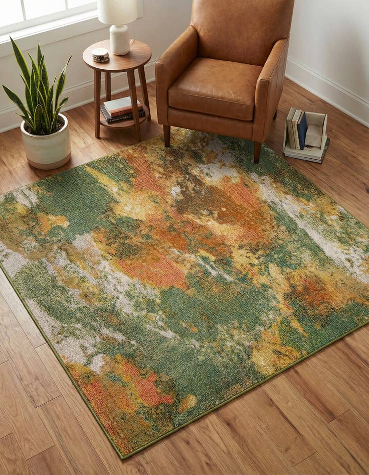 Detail image of 5' 3 x 5' 3  Washable Haerfest Square Rug