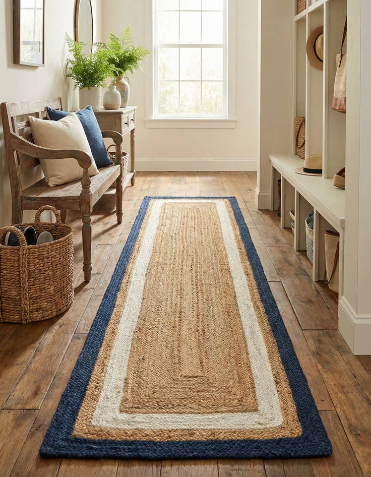 Detail image of 2' x 8' Handmade Braided Jute Runner Rug
