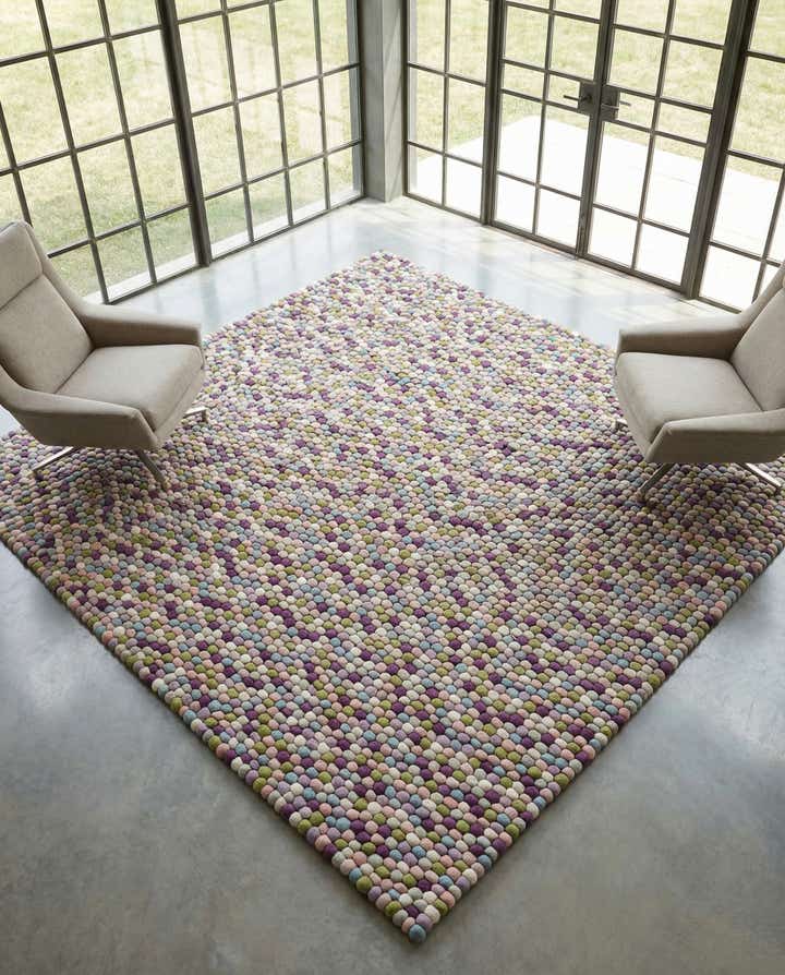 7' 10 x 7' 10 Hand Woven Felt Ball Wool Square Rug