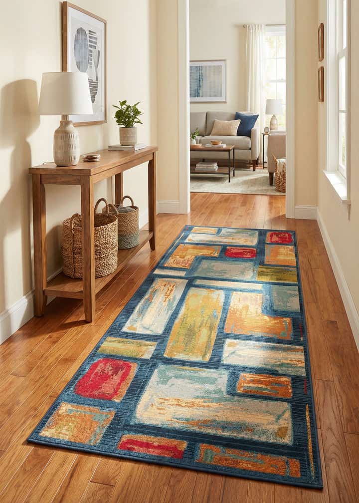 2' 7 x 7' Easy-Clean Modern Indoor / Outdoor Runner Rug