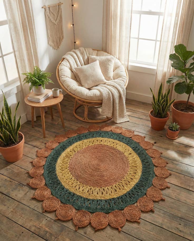 Detail image of 4' 1 x 4' 1 Handmade Braided Jute Round Rug