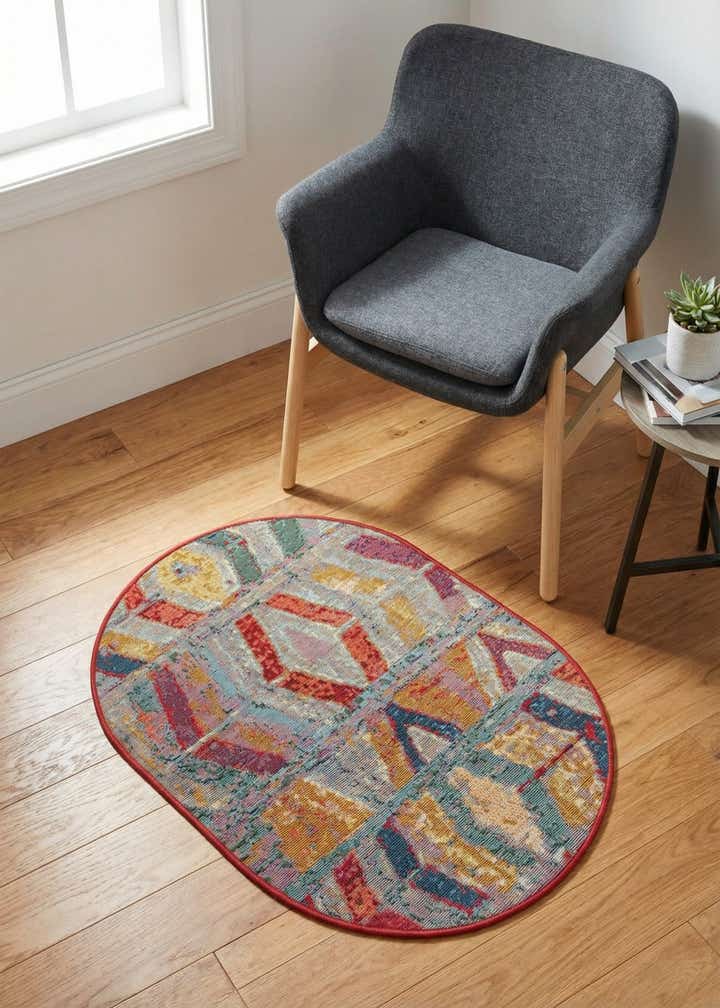 2' 2 x 3' Easy-Clean Modern Indoor / Outdoor Oval Rug